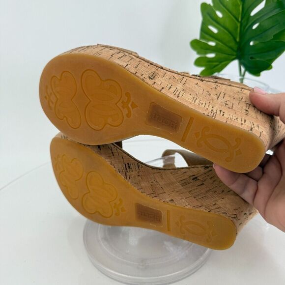 Born Lenore Platform Wedge Sandals Womens Size 10 M Brown Leather Buckle Shoes - Picture 14 of 15